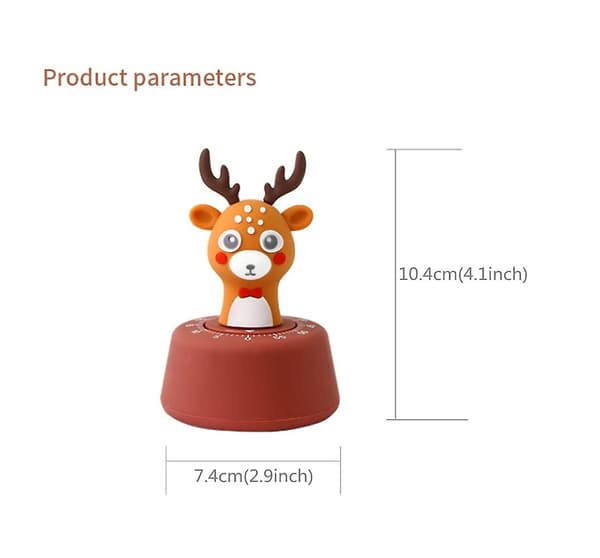 60 Minuters Timer Kök Matlagningstimer Manuell Timer Söt Barn Lärande timer (Kaffe Färg Hjort)