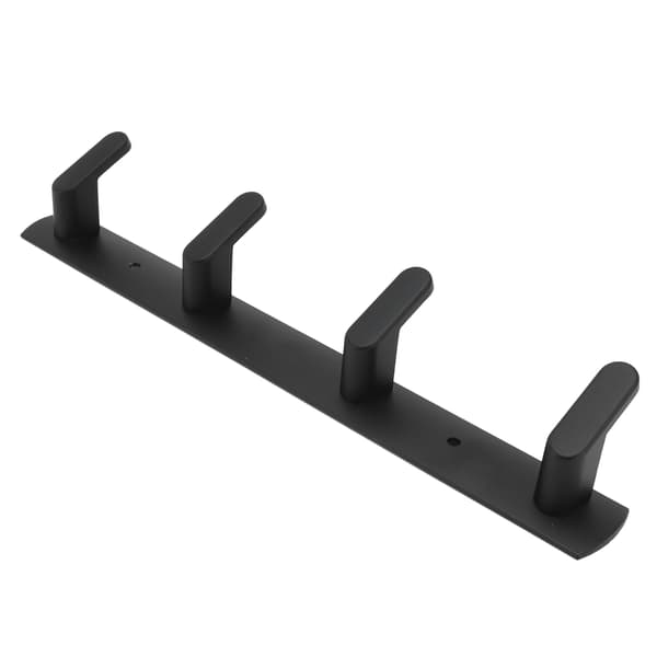 Simple Rows of Space Aluminum Hooks, Wall Mounted Hook for Kitchen, Bathroom, Wardrobe, Black, 4 Hooks
