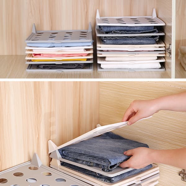 Clothes Folding Board Storage Rack for T-shirts, White Household Organizer Shelf for Wardrobe