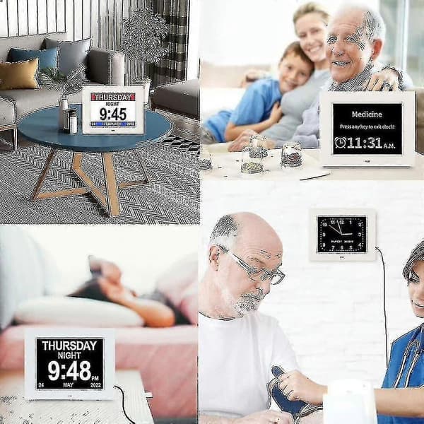 Dementiakello - Suuri Digitaalinen Kalenteri Seniorille