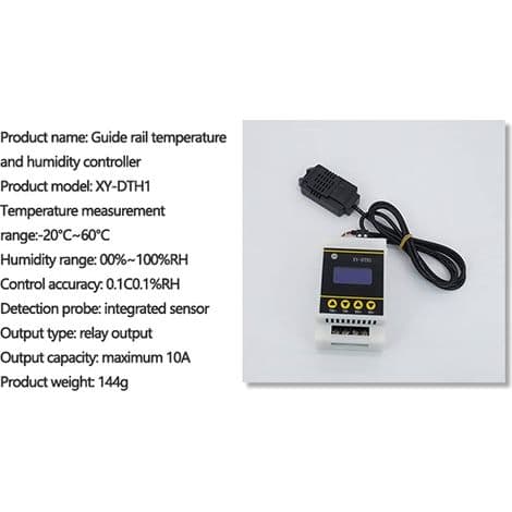 10A LCD-skinne digitalt display termostat temperatur fuktighetskontroller med tokanals sensorrelémodul