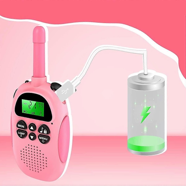 Walkie Talkie för Barn, Uppladdningsbar Tvåvägsradio, 3km Räckvidd, Leksak för Pojkar och Flickor 3-10+ År 8 Kanaler VOX Scan, Walky Talky för Utomhusäventyr, Campi