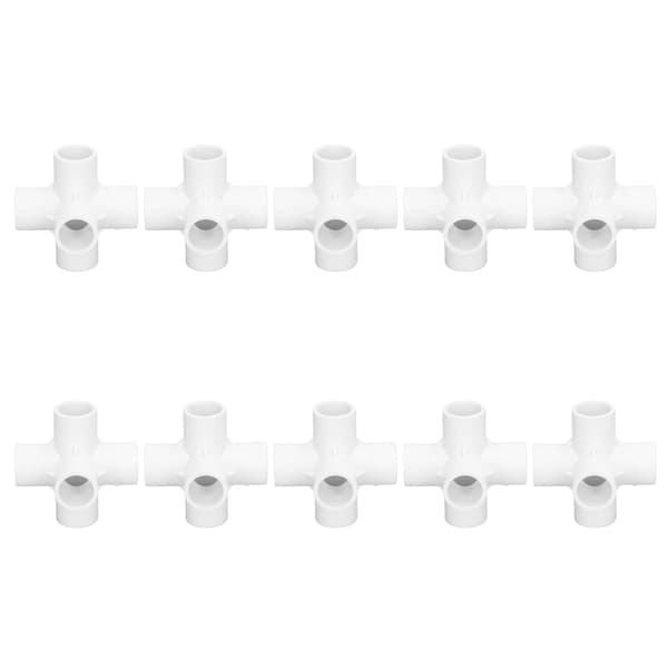 10 stk. 6-vejs rørfittings PVC-plast rørhjørneforbindelse 20 mm indvendig diameter hvid