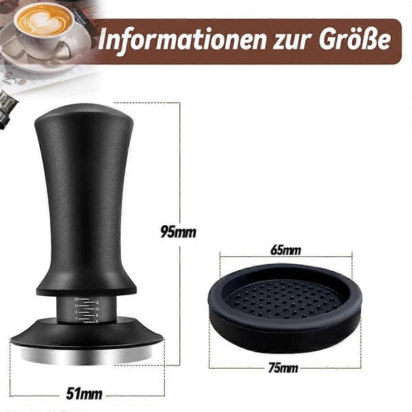 Kaffe Tamper Sæt 51 mm, Espresso Tamper Sæt, Barista Sæt med 304 Rustfrit Stål Base Kaffe Tamper