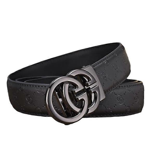 Designerbälte för män, präglat bälte, herrbälte, gunmetal