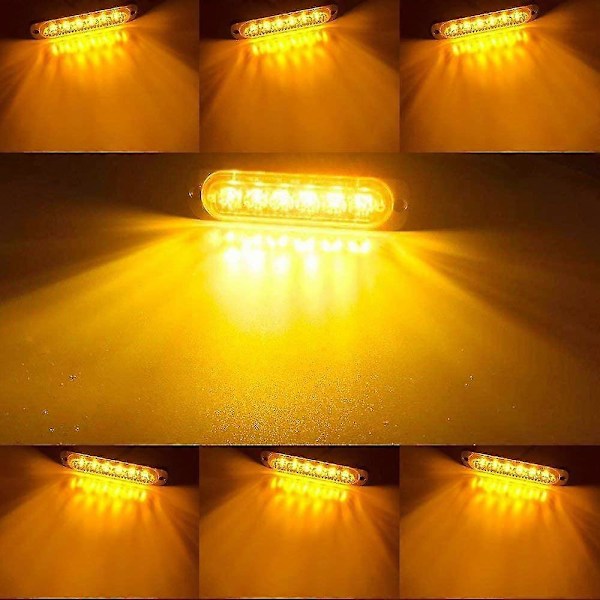 4 stk. Nødblink til Køretøjer Lastbiler Nødsignal Advarselsblink Fare Blink Strobe Blink 6 LED Overflademontering Vandtæt