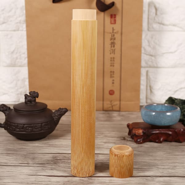 1 pc Round Portable Handmade Natural Bamboo Tea Jar Storage Holder Container (2.5 x 23 cm)
