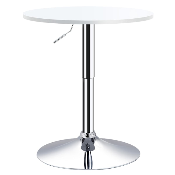 HOMCOM 60cm Justerbar Höjd Rund Barbord med Vridbar Skiva Vit