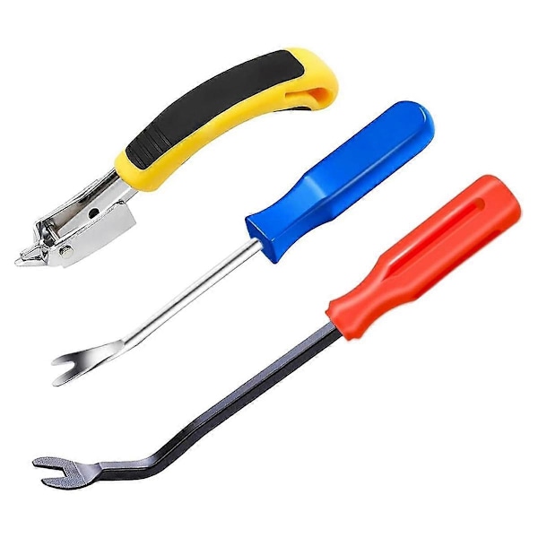 3Pcs Staple Remover, Heavy Duty Upholstery Staple Puller Tool with Ergonomic Handle, -Puller Tool Nail Puller A