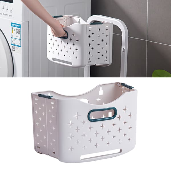 Foldable Laundry Basket Portable Collapsible Laundry Hamper Clothes Storage Basket for Home Hotel, Sea Blue, Single