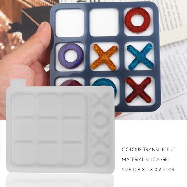 Noughts and Crosses -peli Silikonimuotti 3D Shakkilautamuotti Hartsipeilimuotti Härkäshakkipelin Muotti Ma