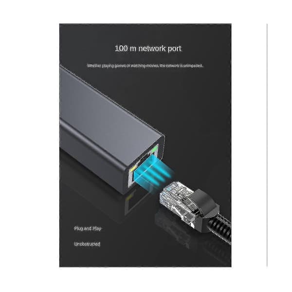 TV Ethernet-sovitin TV 4K -tikulle USB-C - RJ45 LAN -verkkoadapteri USB 2.0 -virtajohdolla