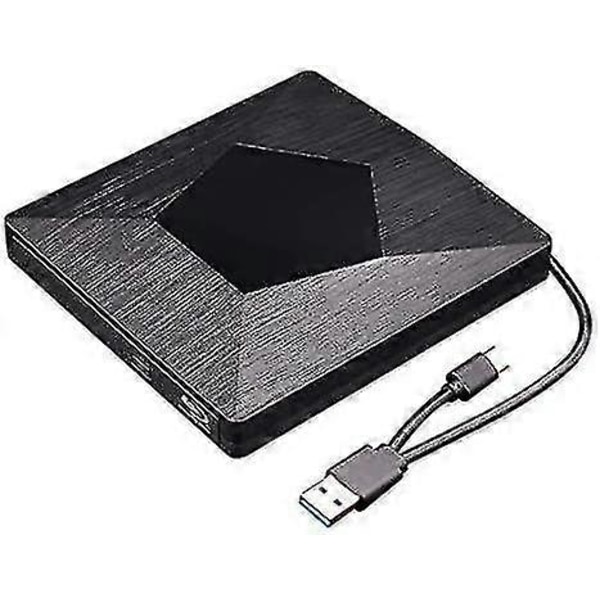 Blu Ray Ulkoinen 3D-asema, Ultra Slim USB 3.0 ja Type-C Blu Ray Optinen CD DVD-asema Mac Os, Windows Xp/7/8/10, Kannettava PC (musta)