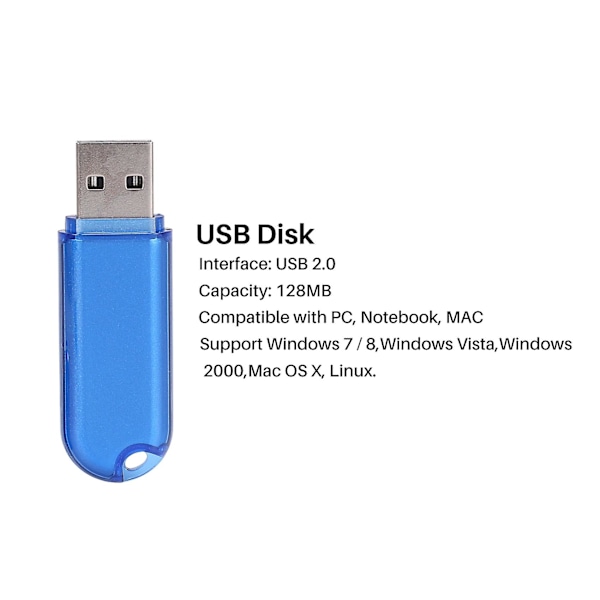 128 MB USB 2.0 Flash-enhet Minnespinne Lagring Tummenhet U-disk för datalagring