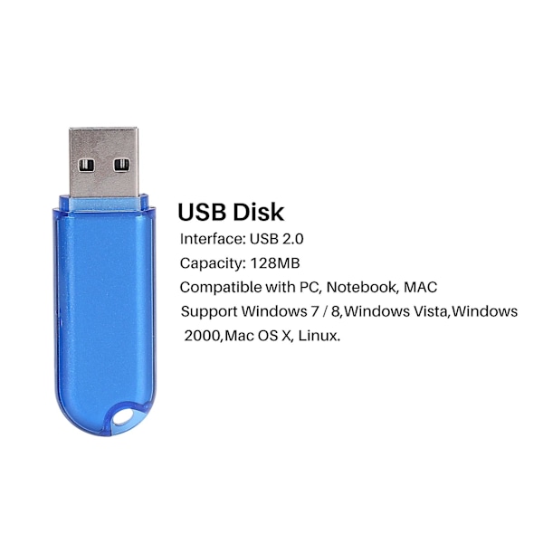 128 MB USB 2.0 Flash-enhet Minnespinne Lagring Tummenhet U-disk för datalagring