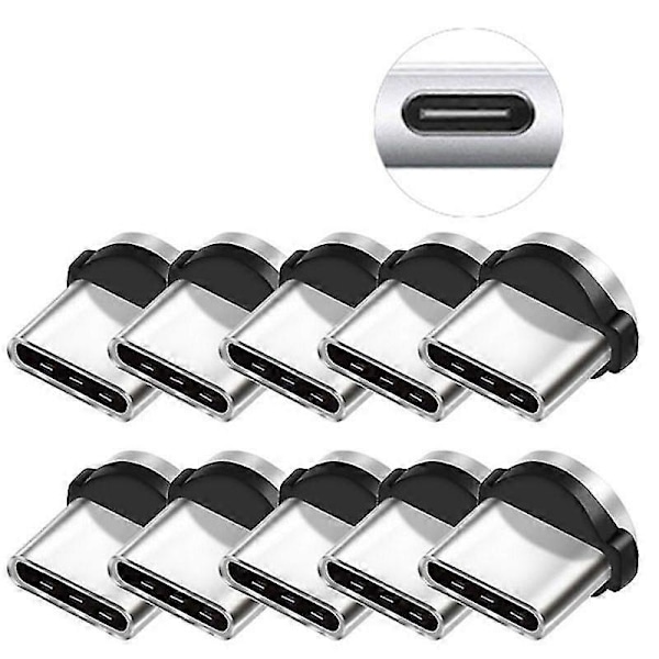 10-pack Runda Magnetiska Kabelkontakter 8-polig Typ-C Snabbladdning Telefon Magnetladdare Kontakt