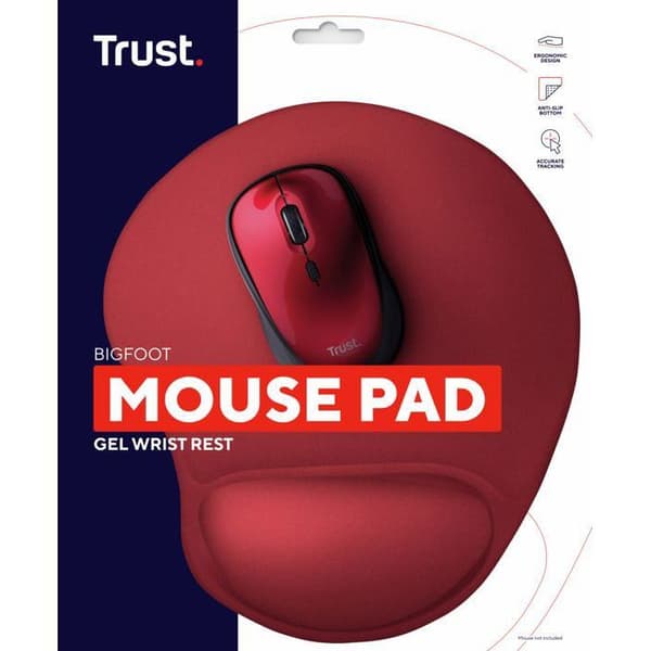 Ergonomisk musematte, gel håndleddsstøtte, sklisikker mikrofiberoverflate – PC-skrivebordskomfort – Rød
