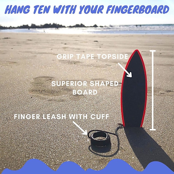 5 stk Finger Surfboards for Biltur - Mini Surfboard for Barn og Surfere med Oppbevaringspose for Voksne, Tenåringer, Gutter og Jenter