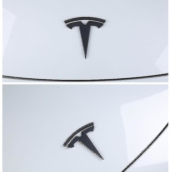 3x Matt Svart T-Logo Hette Bagasjerom Rattet Emblem for Tesla Model Y