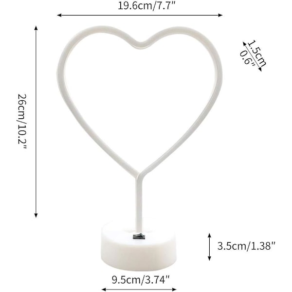 Rosa Hjärta Neon Skylt, Led Neon Ljus Batteridriven Eller Usb-Driven Dekorationer Lampa, Borddekoration Ljus För Flickrum Sovsal Bröllop Jubileum