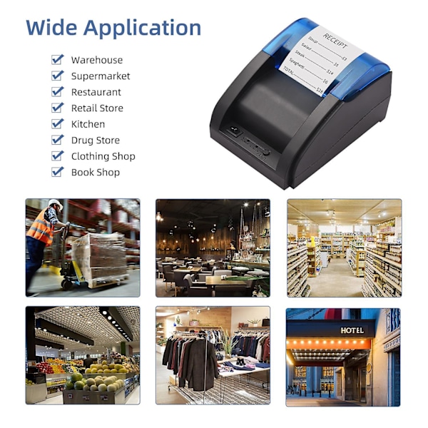 58mm Termisk Kvittoprinter USB & Bluetooth-anslutning