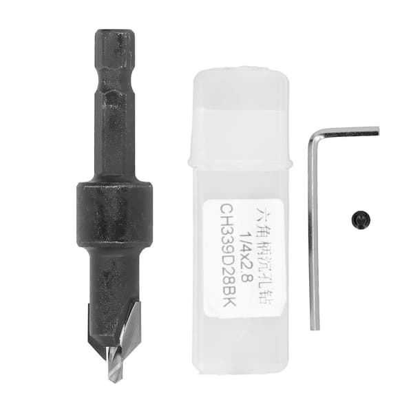 Countersink Drill Bit Set Hex Shank Adjustable Replacement with Wrench Storage Container for Wood Metal Power Tools