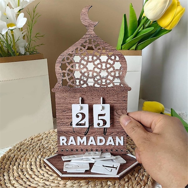 Ramadan-kalender Eid-dekorasjon DIY Ramadan-dekorasjon laget av tre Ramadan-kalender Nedtellingskalender Ornament