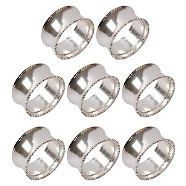 8 stycken servettringar i zinklegering, utsökta servetspännen (silver)