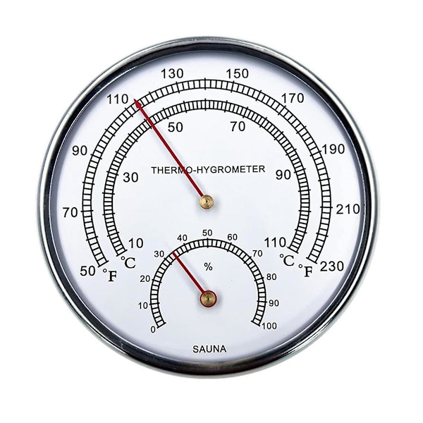 Sauna Fahrenheit Termometer Hygrometer Innendørs Dial Hygrotermograf Temperaturmåleverktøy