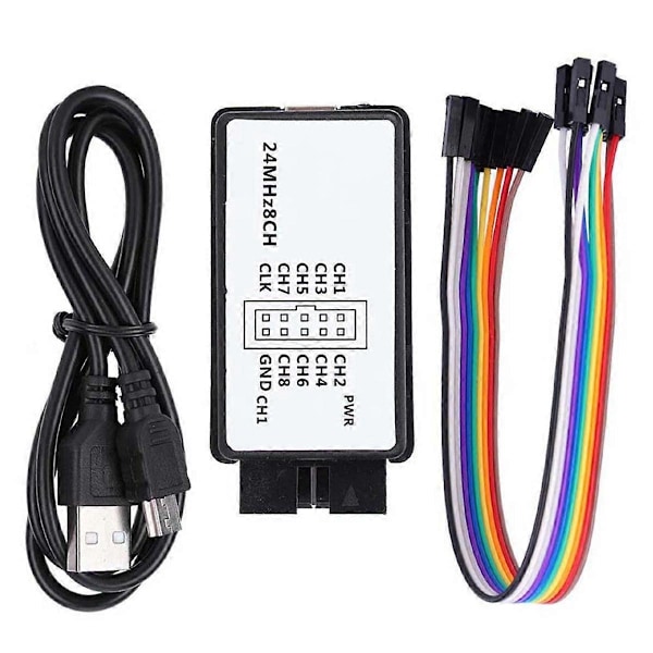 Logikanalysator 24MHz Logikanalysator Enhet USB Logikanalysator Enhet Set Mini Digital Fickstorlek 8 Kanalers Ingångsminne