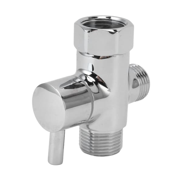 Messing 3-vejs bruseafledningsventil, vandafleder T-adapter, 7/8\" udløb & 1/2\" indløb, multifunktionel bruseblander