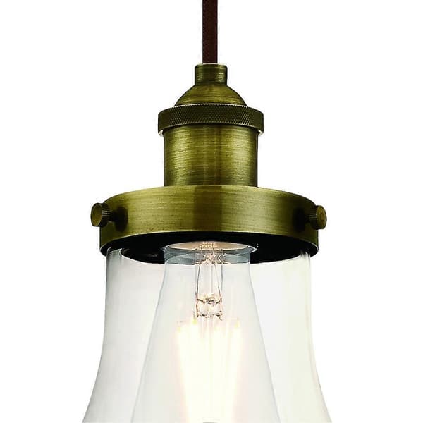 Pendel Dråbeform Antik Messing og Klart Glas