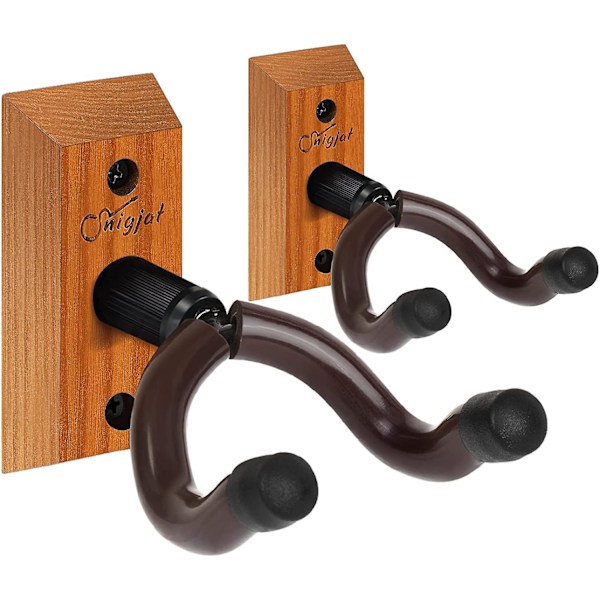 Piao Gitarropphengere 2-pakning, Henger i Hardtre for Gitar på Vegg, Roterbar Gitarvegg Henger med Skruer, V-formet Gitar Hengerfeste Stativ for Akustisk Gitar