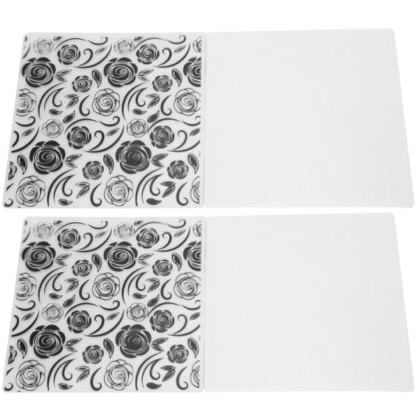 2 pcs EM200 Rose Embossing Folder, DIY Floral Texture Stencil for Card Making, Plastic Craft Template