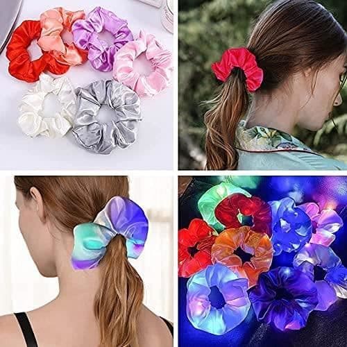 lysende fløjls-scrunchies, elastiske hårbånd, 8-pak premium bløde elastiske hårbånd