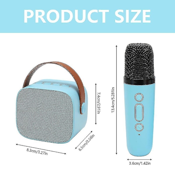 Karaokemaskin för barn med 2 trådlösa mikrofoner, bärbar karaokemaskin med Bluetooth för barn och vuxna, röstförändrande effekter och LED-lampor