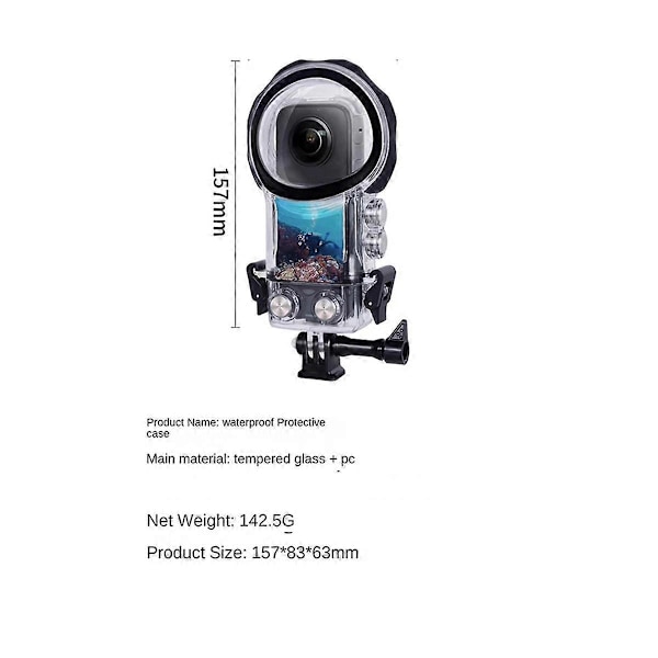 Sopii Insta360X3 Sukelluskoteloon 50M Vedenalainen Suojakotelo Sukelluskotelo Panoraamaliike