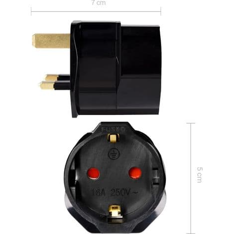 2x UK Pluggadapter - Schuko Type G - Frankrike til UK Plugg - Kompakt Reiseplugg - Kompatibel med Flere Land