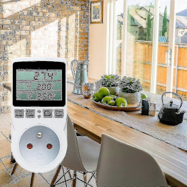 Temperaturkontroller för växthus - Digital termostatkontakt för värme och kyla, LCD-temperaturkontroller, 230V-kompatibel, Glasbehållare Term