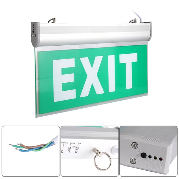 110-220V Acrylic 3W 12 LED Emergency Exit Sign Light Safety Indicator Lamp