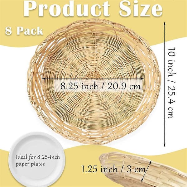 8-pakning Bambus Tallerkenholdere, 25 cm Gjenbrukbare