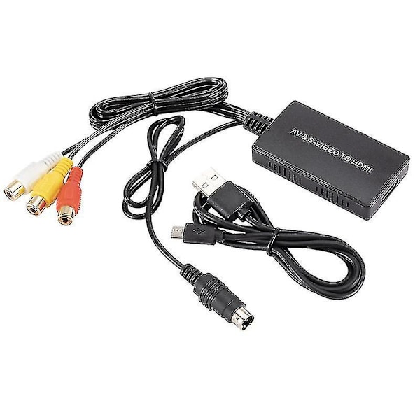 S-Video til HDMI-konverter AV til HDMI-adapter RCA-konverter Støtter 1080p