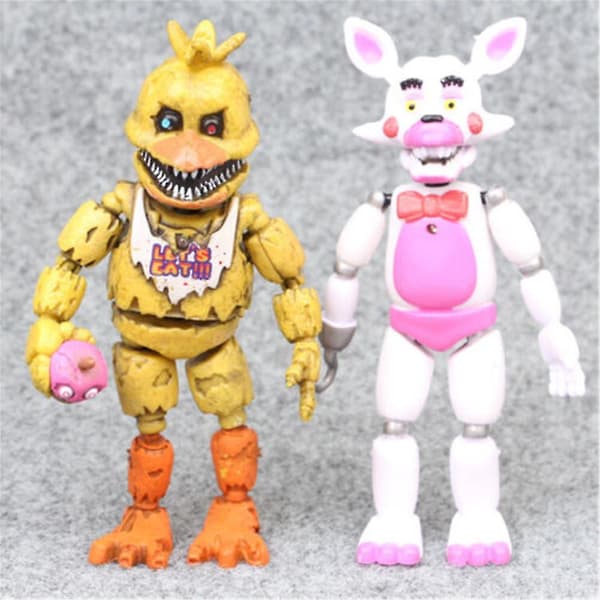 6-pack Fnaf Five Nights At Freddy Spelfigurer Leksaker Skrivbordsdekoration Samlarobjektdockor Barnpresent
