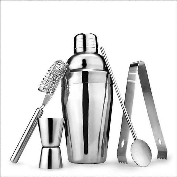 Cocktail shaker sett - Rustfritt stål Sølv 5 deler