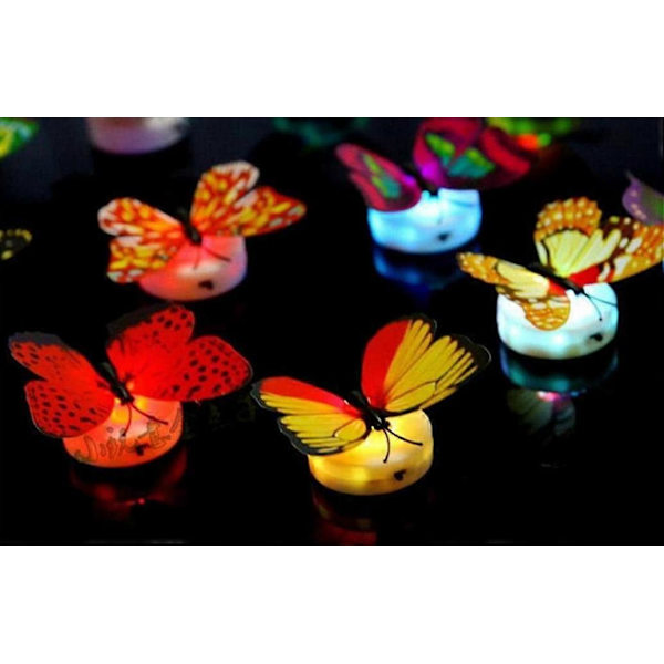 Nirvana 10 stk LED Sommerfugl Vægstickers Lys Vægstickers 3D Hus Dekoration, Natlys