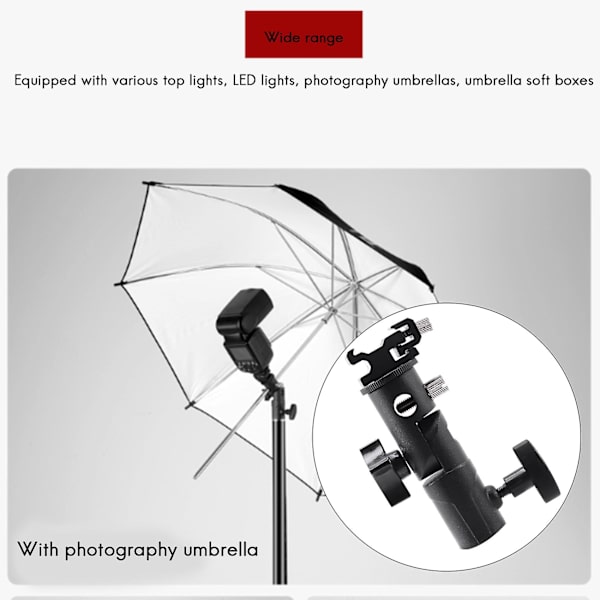 Kamerablixt Speedlite-fäste, professionellt svängbart ljusstativ Ljusfäste Paraplyfäste Fäste Skohållare E-typ för och Speedlite-blixt