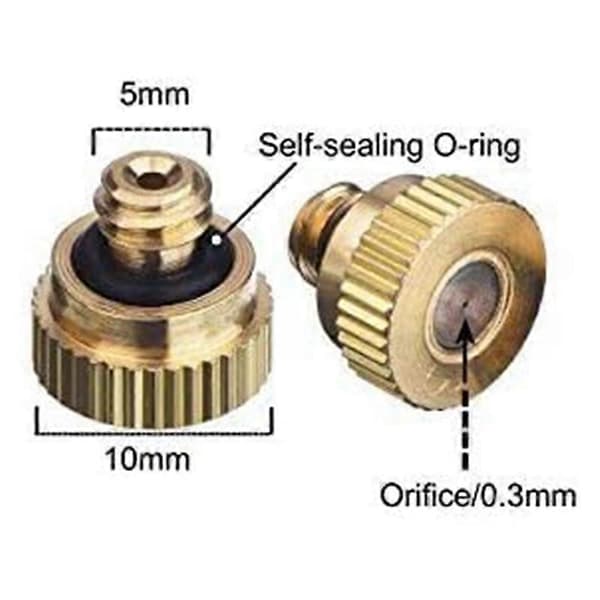20-pack Mässingsdimmunstycken T-kopplingar, Dammkontroll Dimmunstycke Sprinkler för Utomhus Kylsystem 0.