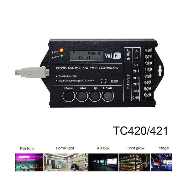 DC 12V 24V WiFi RGB Tids Programmerbar LED Controller TC421 5 Kanaler 20A Fælles Anode Programmerbar
