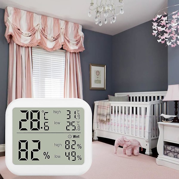 Digital Temperatur- og Luftfugtighedsmåler med LCD-skærm til Hjem, Kontor og Lager