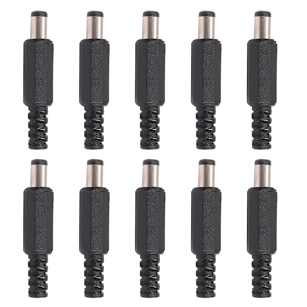 10 st 5,5x2,1 mm hane löd DC fatkontakt plugg jack raka kontakter för DC strömförsörjning LED-lampor switch svart